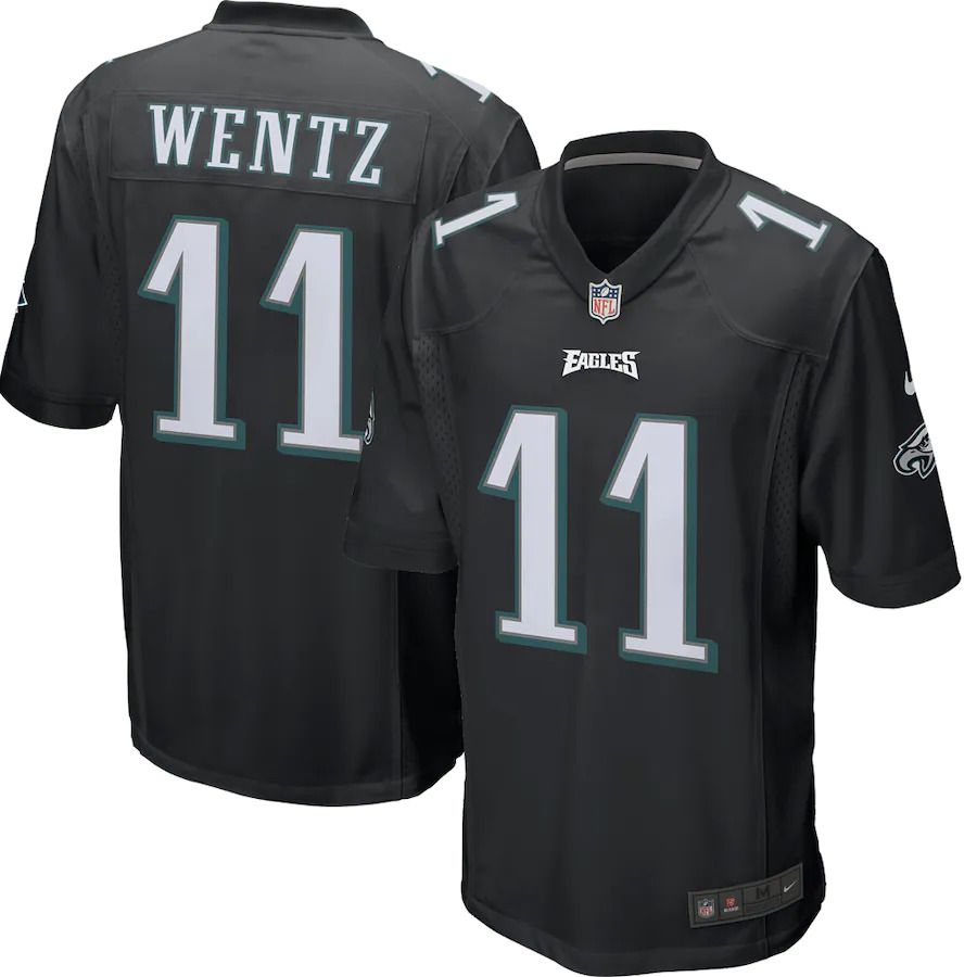 Men Philadelphia Eagles 11 Carson Wentz Nike Black Game Event NFL Jersey